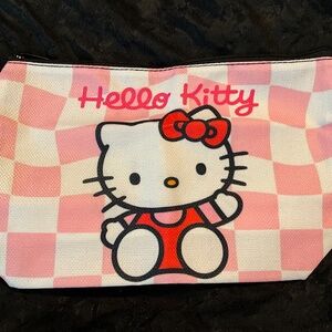 Sanrio Hello Kitty Pink Gingham Cosmetic Bag | Mini Makeup Pouch